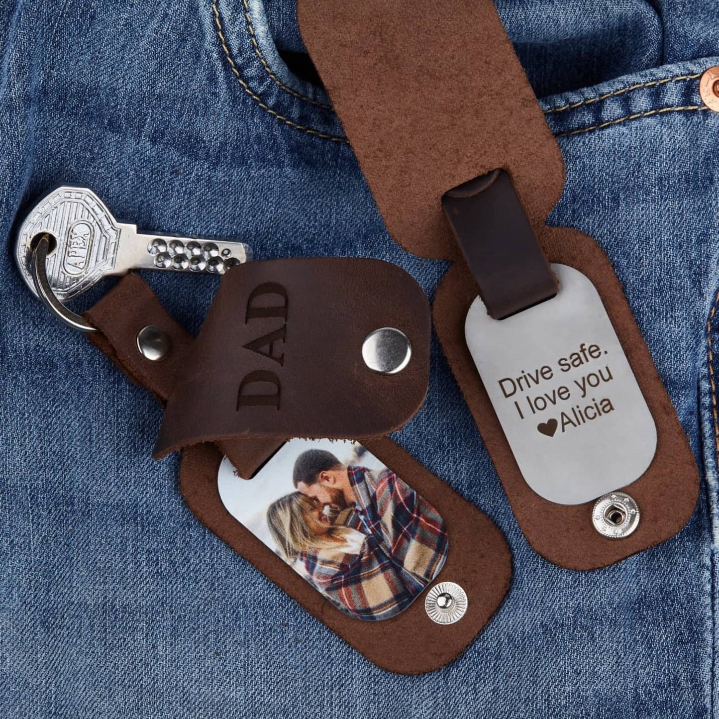 Personalized gifts for dad from daughter, First time dad gift,  Dad keychain, Picture keychain for boyfriend, Memorial gift dad