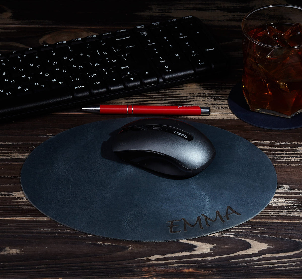 Personalized Leather Mouse Pad – Multicolor