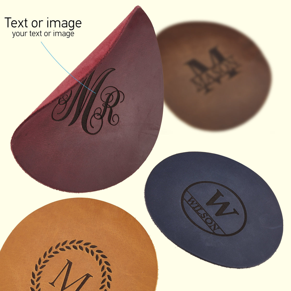Engraved Leather Coasters – Set of 4