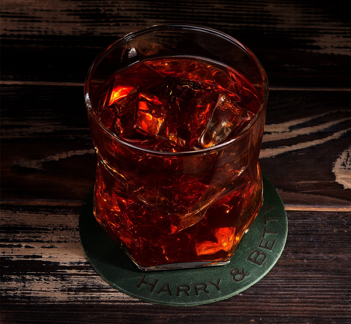 Custom Engraved Leather Coasters – Set of 4