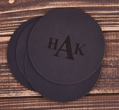 Engraved Leather Coasters – Set of 4