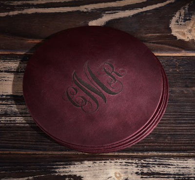 Engraved Leather Coasters – Set of 4