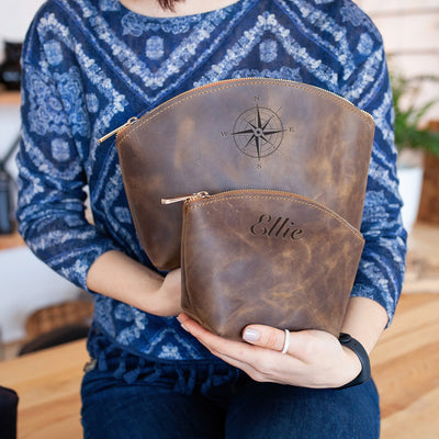 Personalized Leather Makeup Bag – Bridesmaid