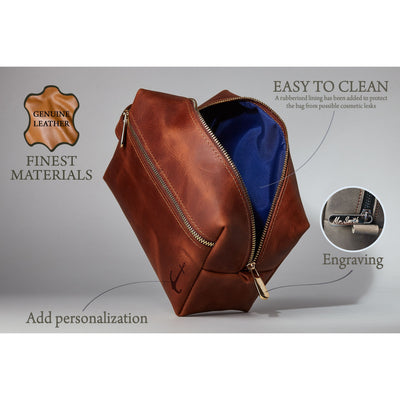 Personalized Men’s Leather Toiletry Bag