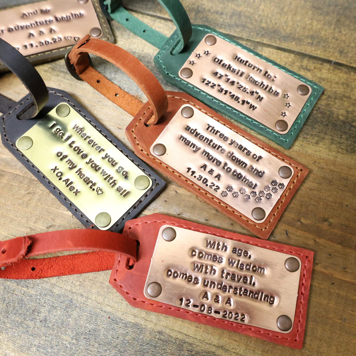 Personalized Leather Luggage Tag – Brass & Copper Plate