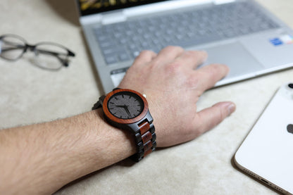 Personalized Walnut & Ebony Wood Watch – image 5