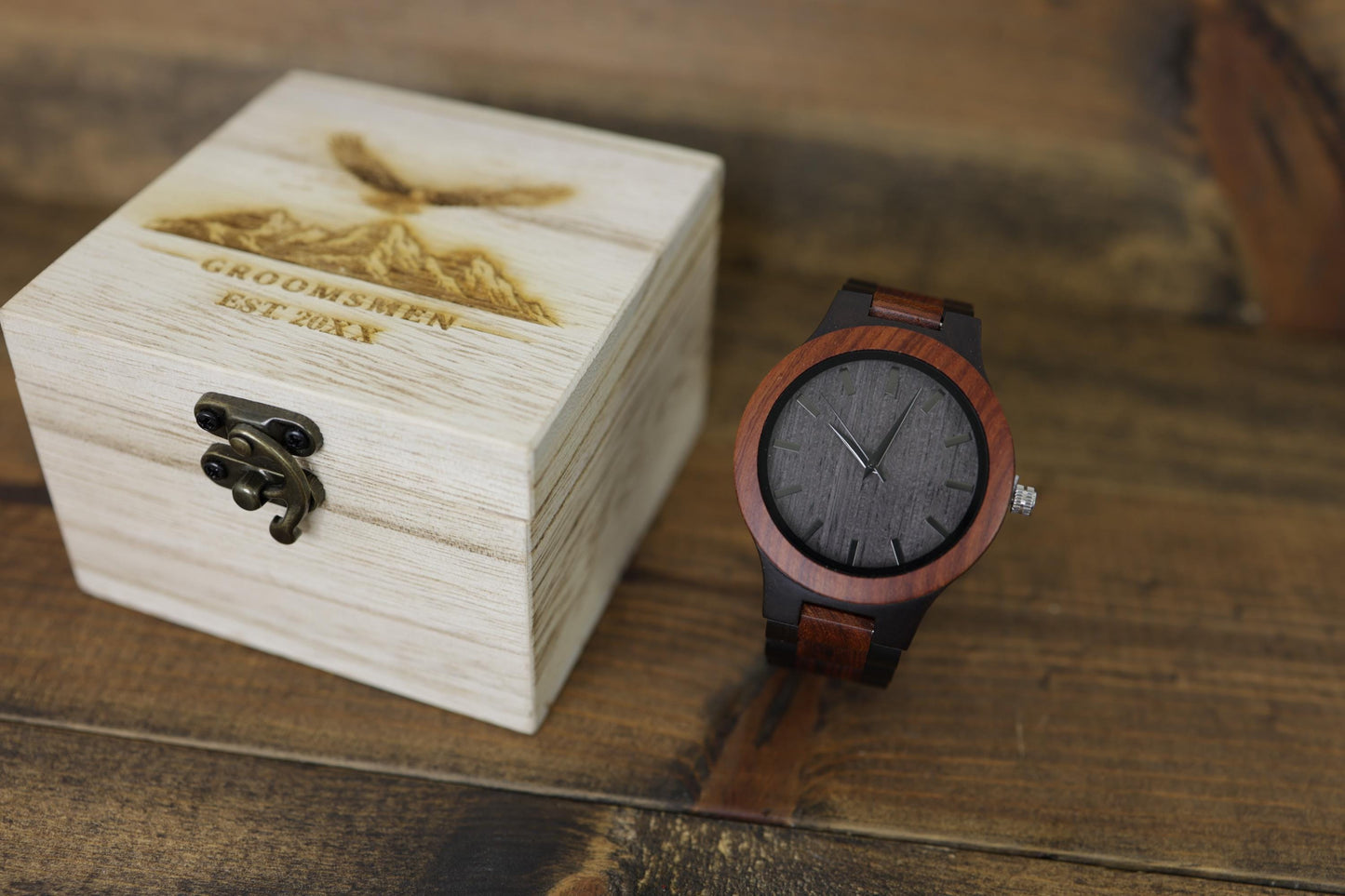 Personalized Walnut & Ebony Wood Watch – image 9