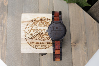 Personalized Walnut & Ebony Wood Watch – image 4