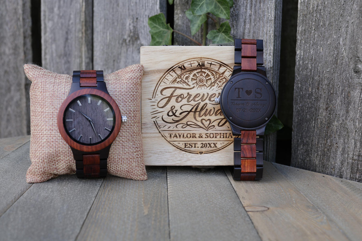 Personalized Walnut & Ebony Wood Watch – image 8