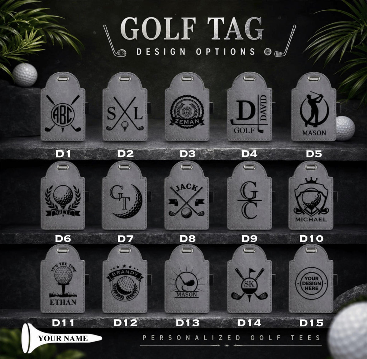 Personalized Golf Bag Tag with Tees – image 3