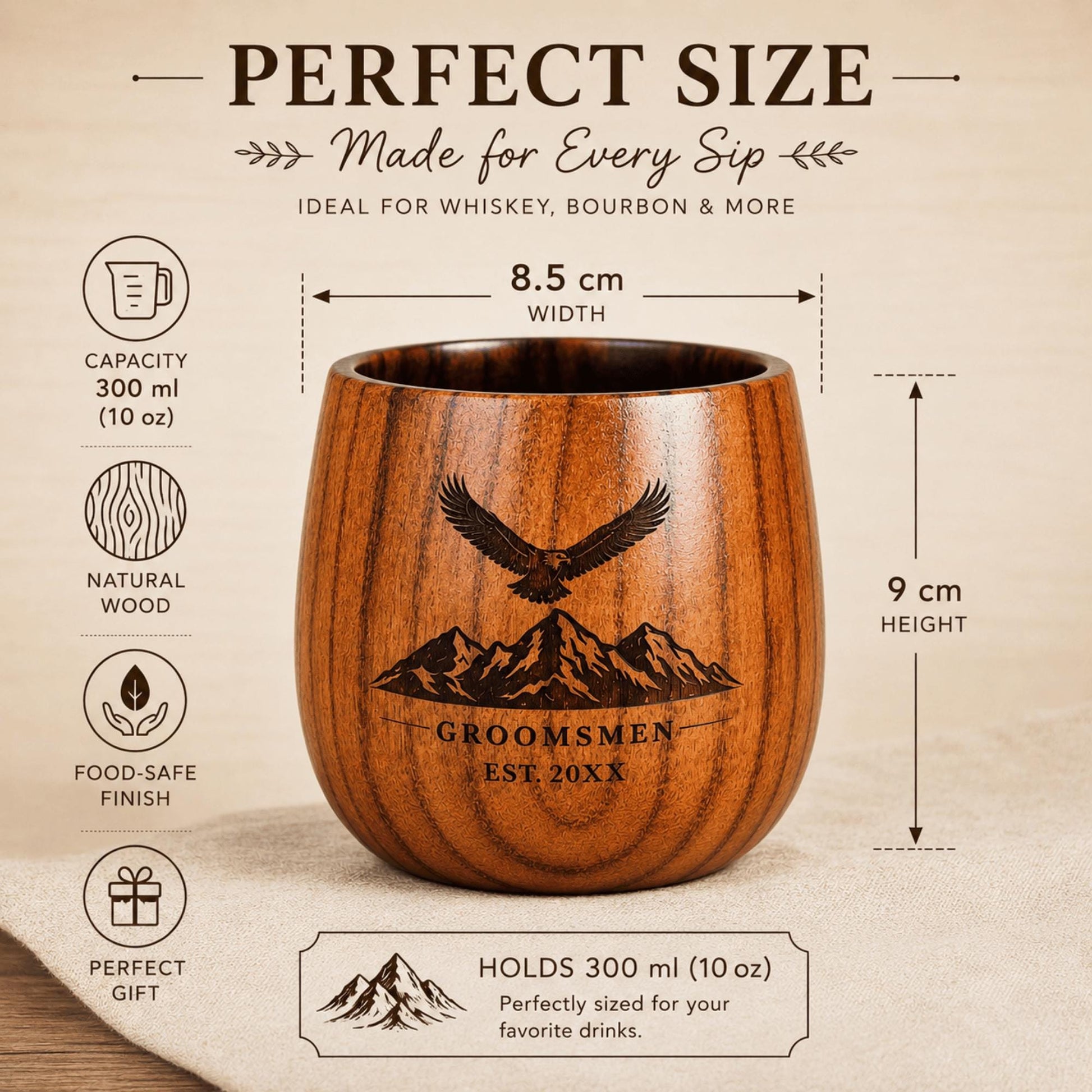 Personalized Wooden Whiskey Cup with Gift Box – image 8