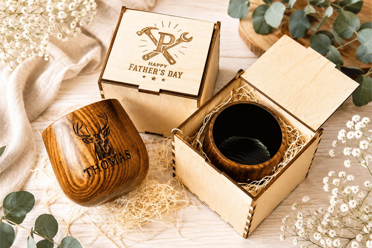 Personalized Wooden Whiskey Cup with Gift Box – image 9