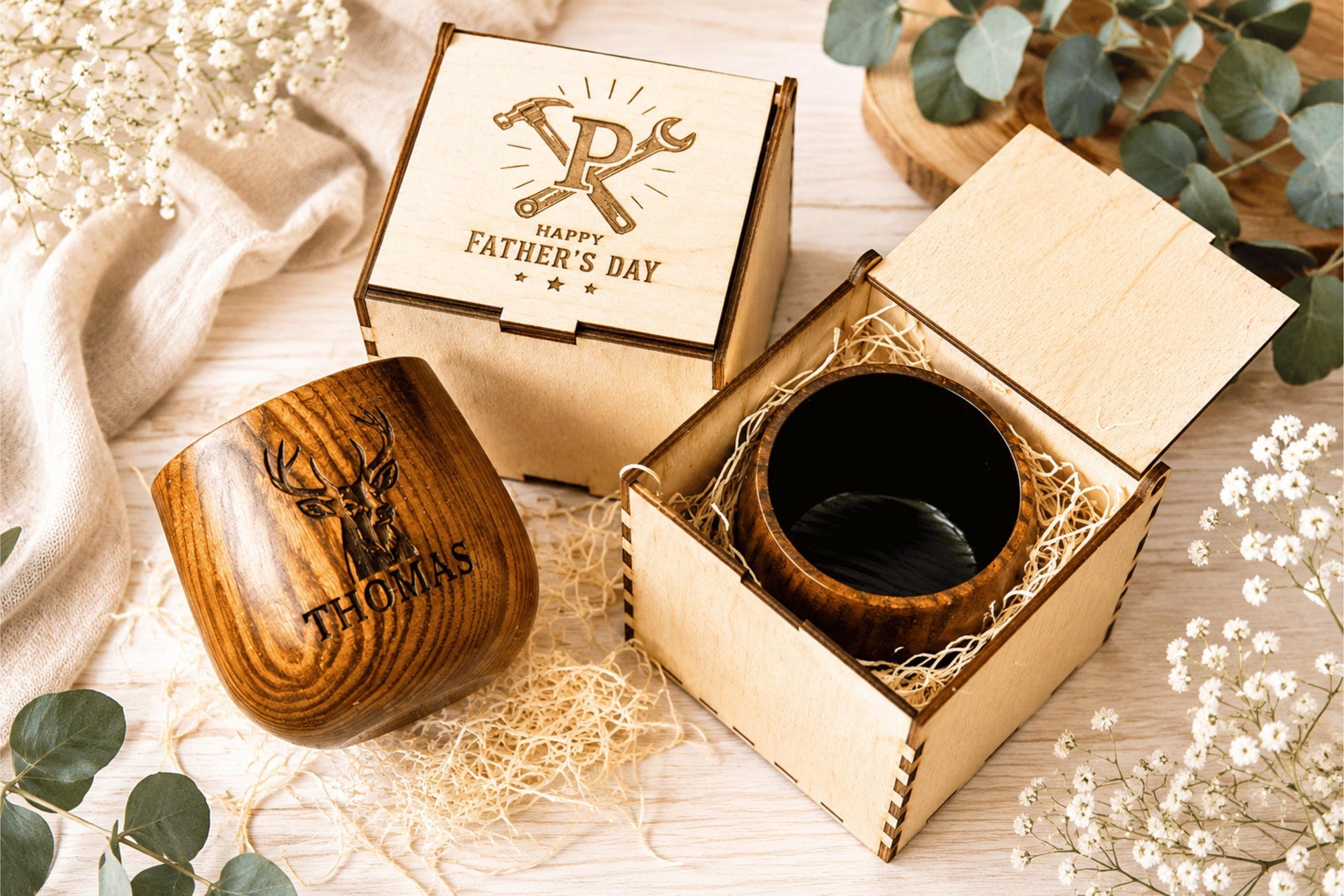 Personalized Wooden Whiskey Cup with Gift Box – image 9