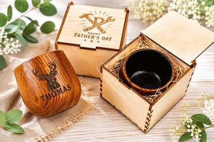 Personalized Wooden Whiskey Cup with Gift Box – image 1