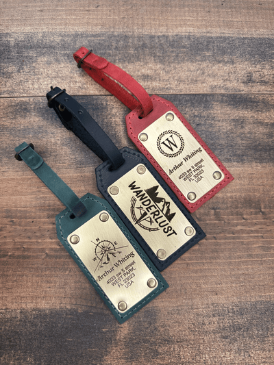 Personalized Leather Luggage Tag – Brass Plate