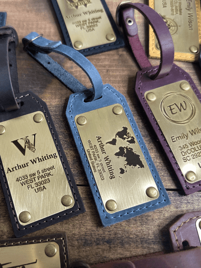 Personalized Leather Luggage Tag – Brass Plate