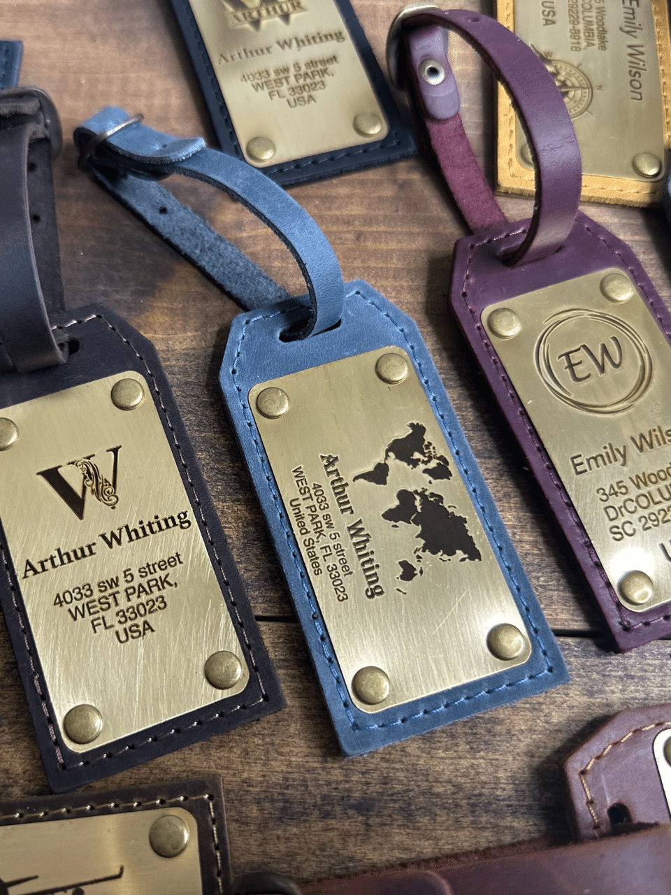 Personalized Leather Luggage Tag – Brass Plate